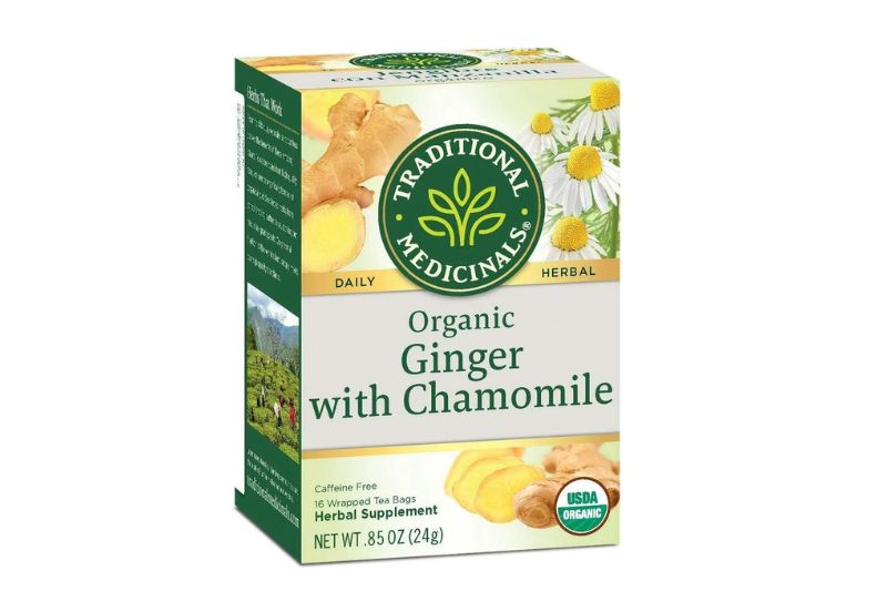 Thuốc say xe Traditional Medicinals Organic Ginger with Chamomile Herbal Tea