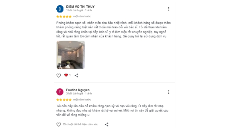 The clinic recieves lots of 5 stars in Google’s review