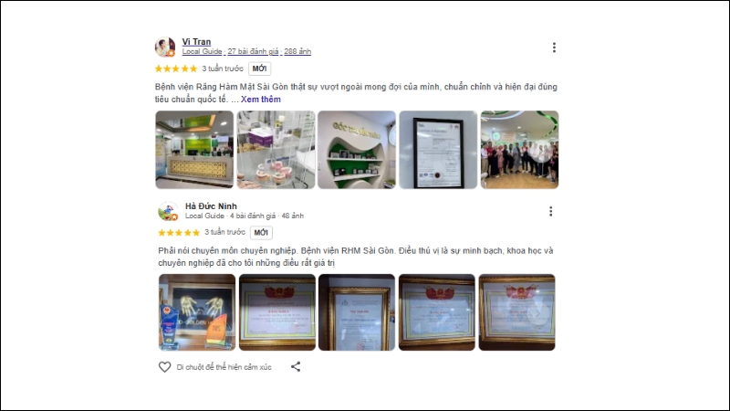 Bệnh viện Răng Hàm Mặt Sài Gòn nhận nhiều đánh giá tích cực, là địa điểm chăm sóc răng miệng đáng tin cậy của nhiều khách hàng