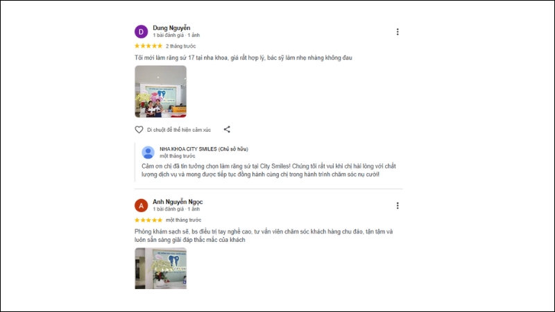 Nha khoa City Smiles nhận được nhiều phản hồi tích cực từ khách hàng