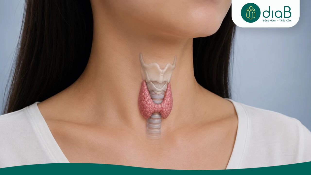 Tuyến giáp nằm ở phía trước cổ và có vai trò điều hòa chuyển hóa